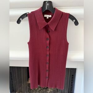 Madewell Dark Red Sleeveless Ribbed Top